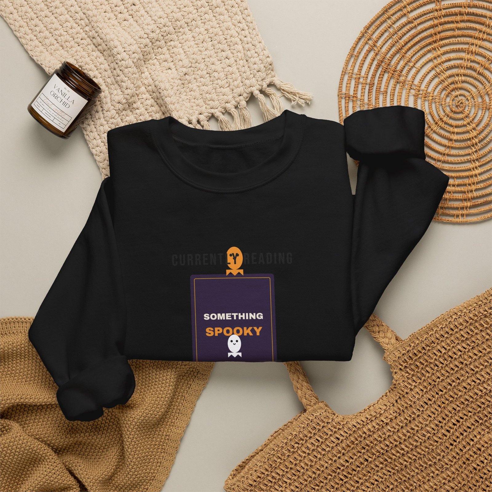 Currently Reading Something Spooky Book Lover Shirt | BookTok Halloween Gift | Gildan 18000 Crewneck - Image 8