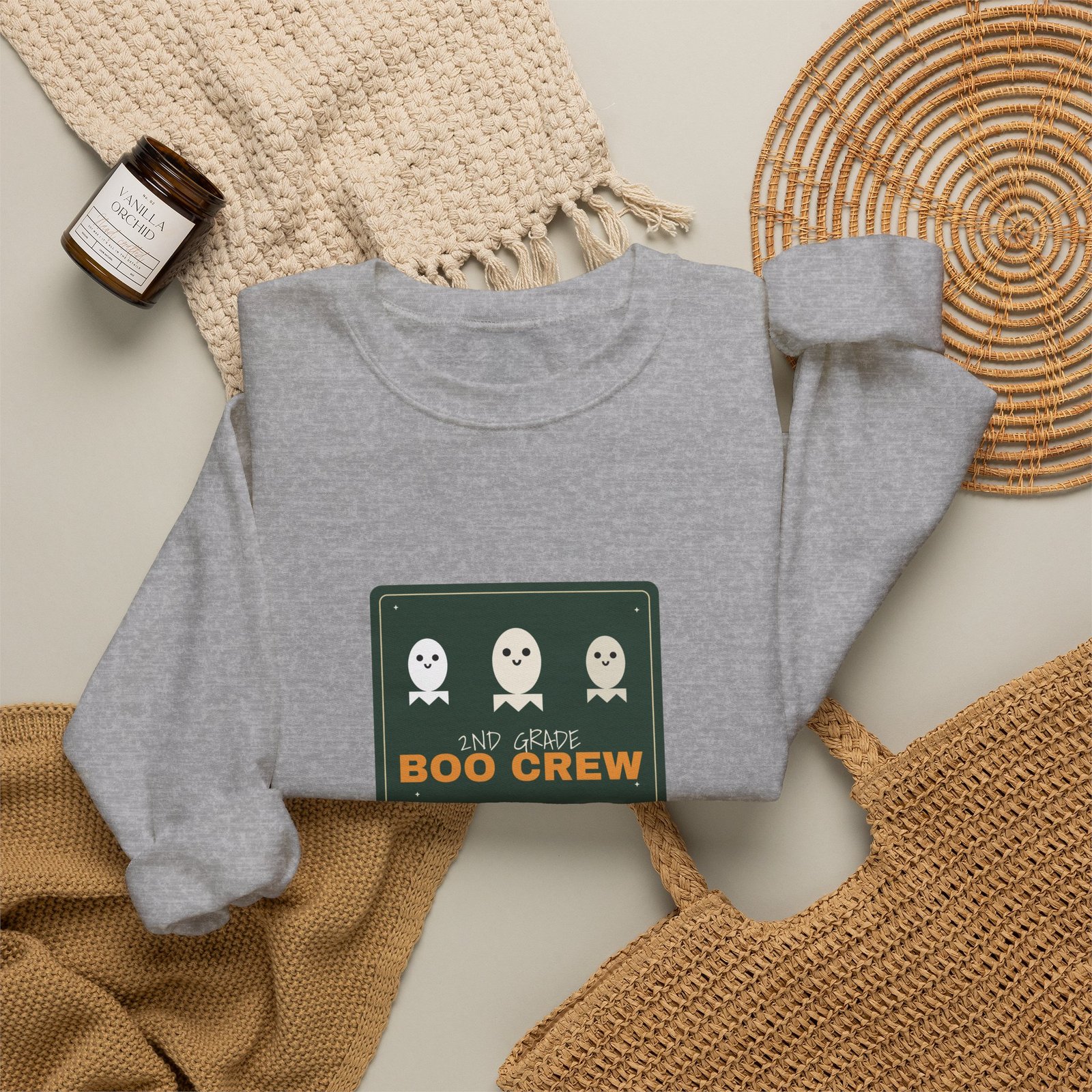 2nd Grade Boo Crew Halloween Teacher Shirt | Spooky Season Teacher Gift | Gildan 18000 Crewneck - Image 16