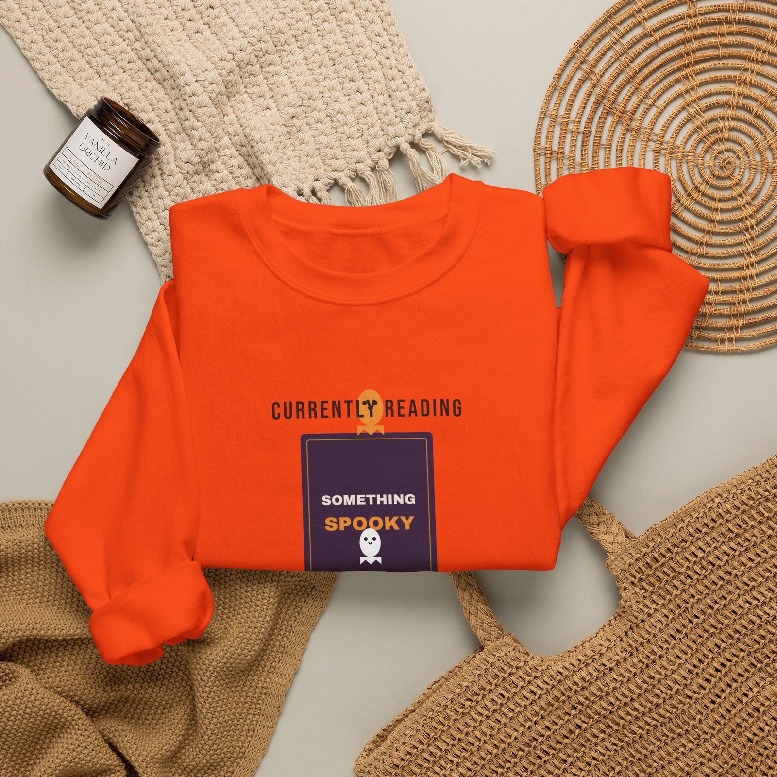 Currently Reading Something Spooky Book Lover Shirt | BookTok Halloween Gift | Gildan 18000 Crewneck - Image 20