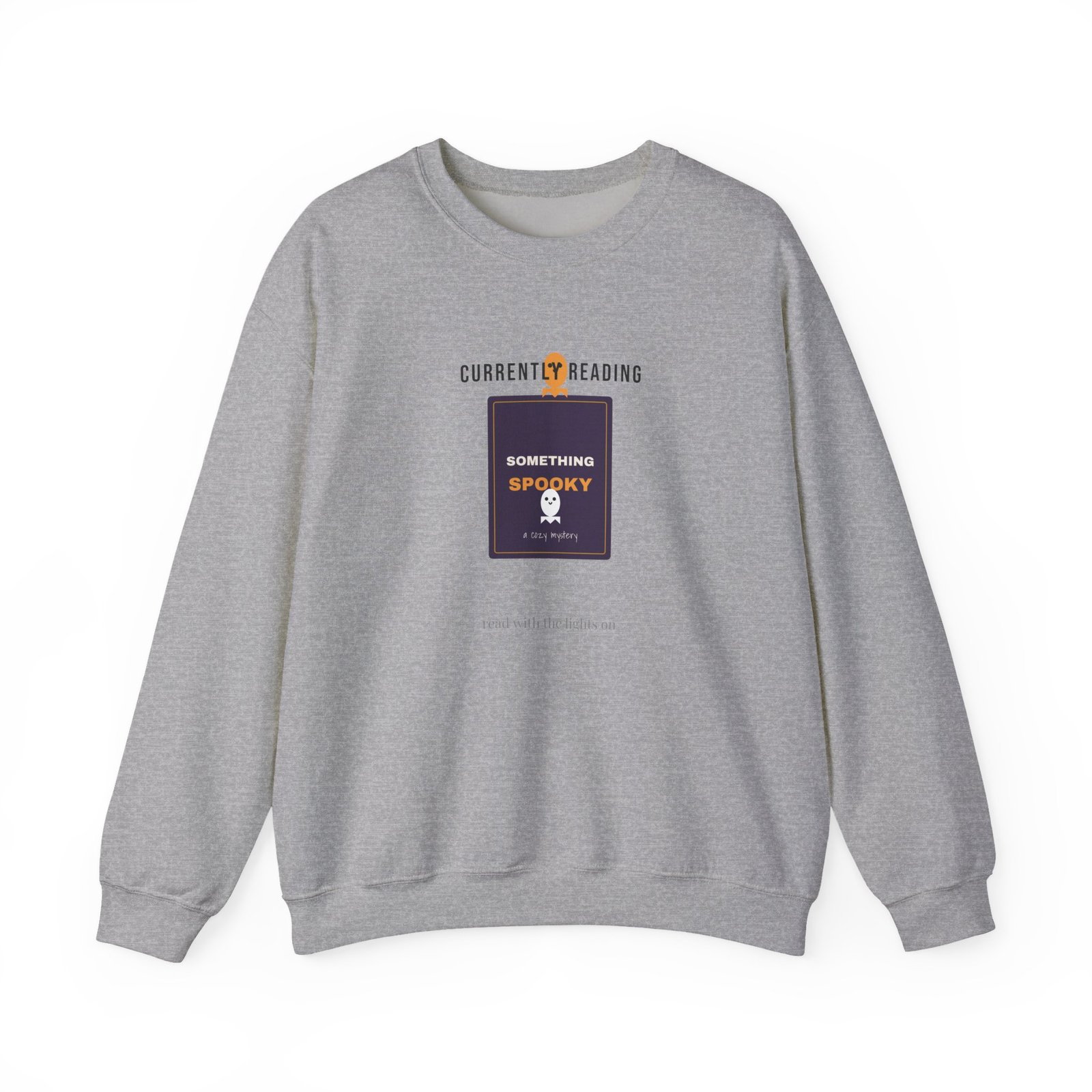 Currently Reading Something Spooky Book Lover Shirt | BookTok Halloween Gift | Gildan 18000 Crewneck - Image 13