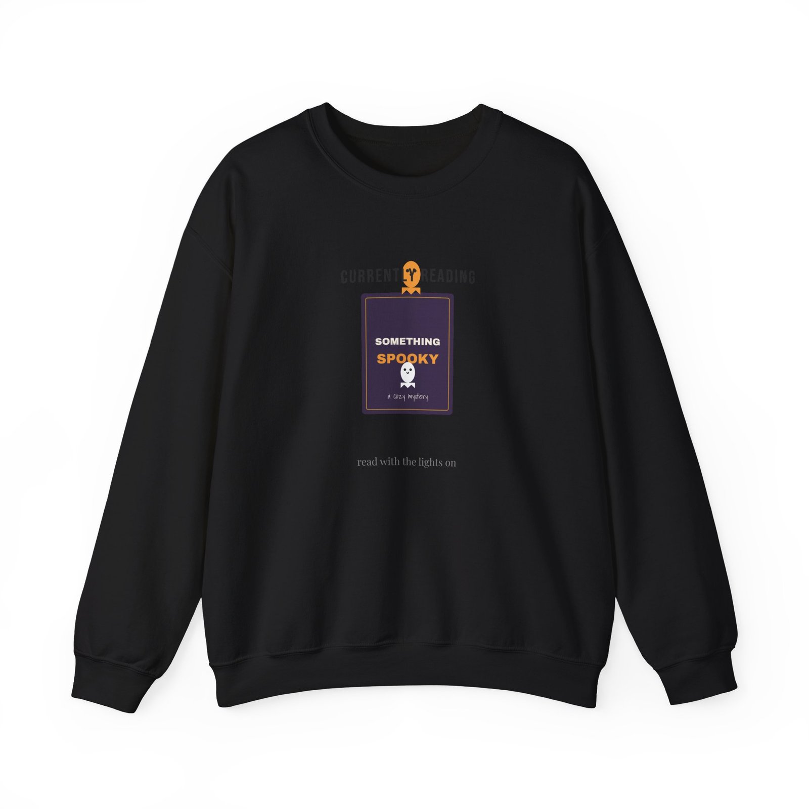 Currently Reading Something Spooky Book Lover Shirt | BookTok Halloween Gift | Gildan 18000 Crewneck - Image 5