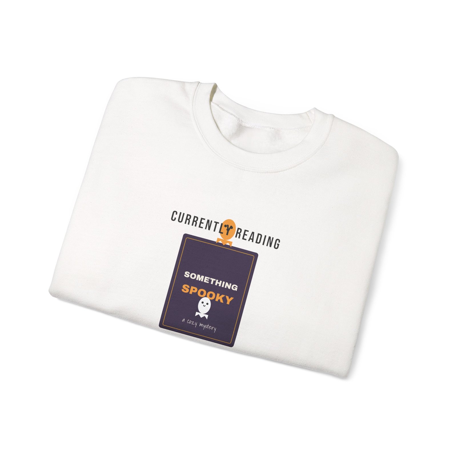 Currently Reading Something Spooky Book Lover Shirt | BookTok Halloween Gift | Gildan 18000 Crewneck - Image 3