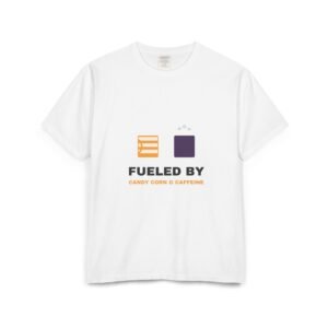 Fueled by Candy Corn and Caffeine Halloween Teacher Shirt | Teacher Humor Gift | Comfort Colors Tee